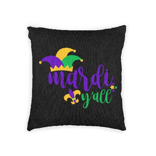 Mardi Gras Y all Woven Pillows