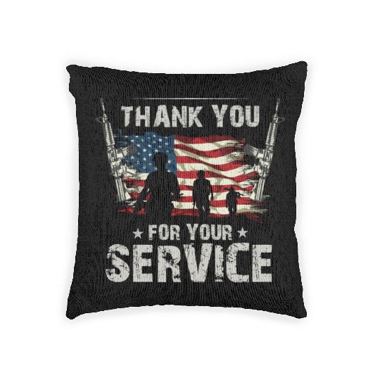 Thank You For Your Service US Flag Veterans Day Woven Pillows