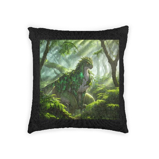 The Dragon-Like Basilisk of the Forest Woven Pillows