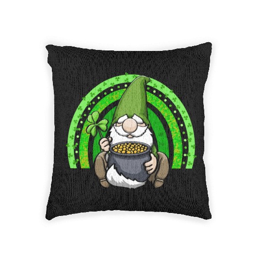 Pot of Gold Gnome Rainbow Woven Pillows