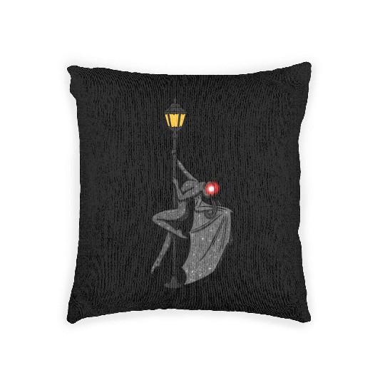 Mothman Pole Dancing On A Street Lamp Funny Woven Pillows