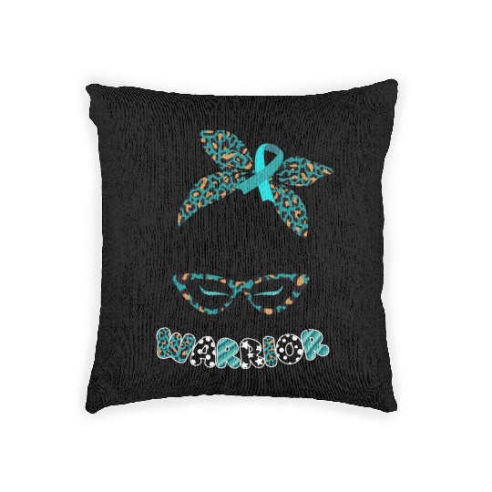 Cervical Cancer Warrior Messy Bun Girl Design Woven Pillows