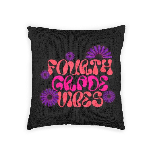 Fourth Grade Vibes for School Guys Neon Colors Flo Woven Pillows