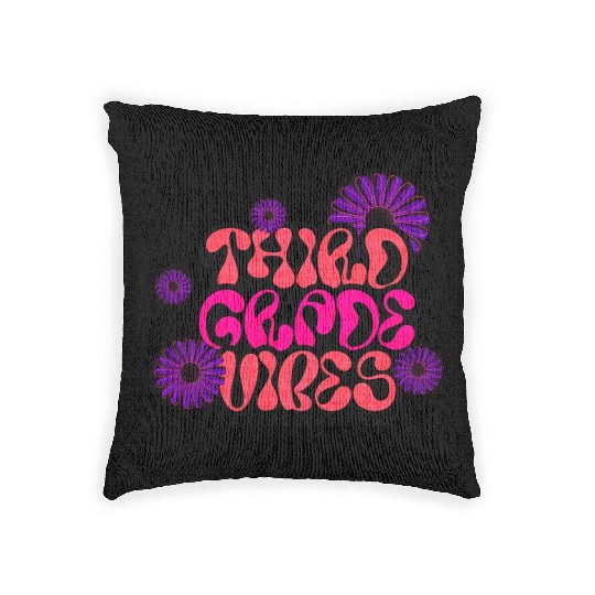 Fourth Grade Vibes for School Guys Neon Colors Woven Pillows