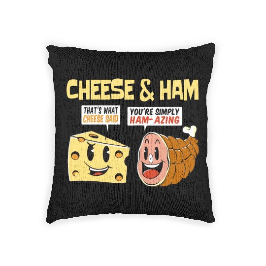 Cheese and Ham Funny Food Lover Design Woven Pillows