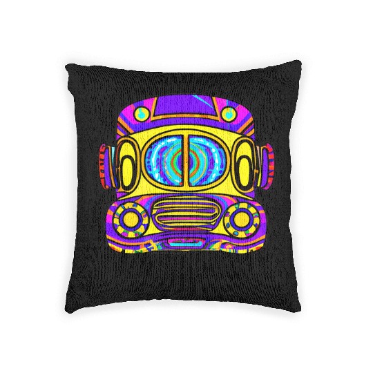 Tie Dye School Bus Woven Pillows