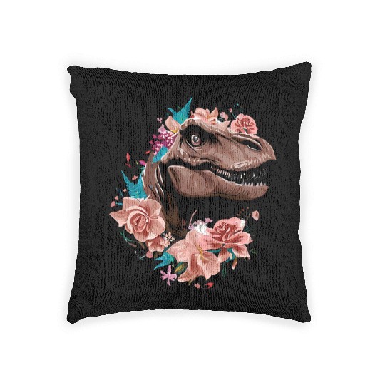 Flowery dinosaur Woven Pillows