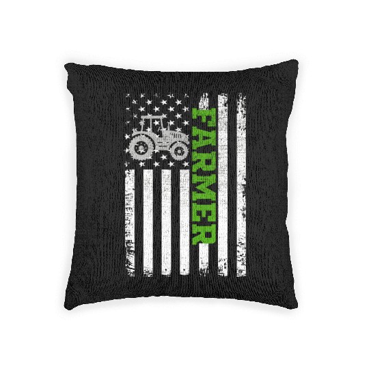 Farmer American Flag Patriotic Gift Woven Pillows