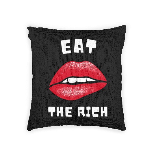 Eat The Rich Red Lips Socialist Woven Pillows