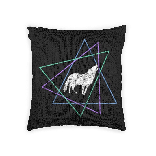 Geometric Howling Wolf Woven Pillows