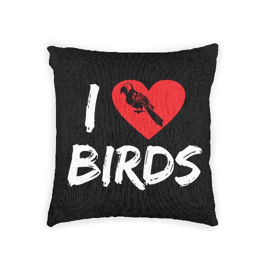 Bird Lover Heart Cute Birdwatcher Parrot Heron Woven Pillows