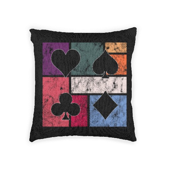 Vintage Playing Cards – Retro Suit Symbols Woven Pillows