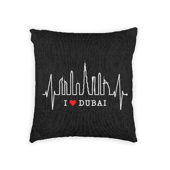 Dubai Skyline Heartbeat Burj Khalifa Silhouette Woven Pillows