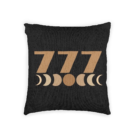 Moon Cycle Brown Angel Numbers 777 Woven Pillows