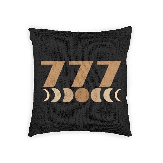 Moon Cycle Brown Angel Numbers 777 Woven Pillows