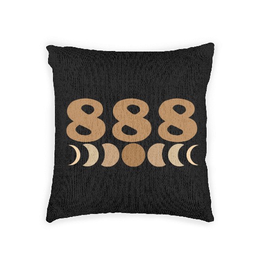 Moon Cycle Brown Angel Numbers 888 Woven Pillows