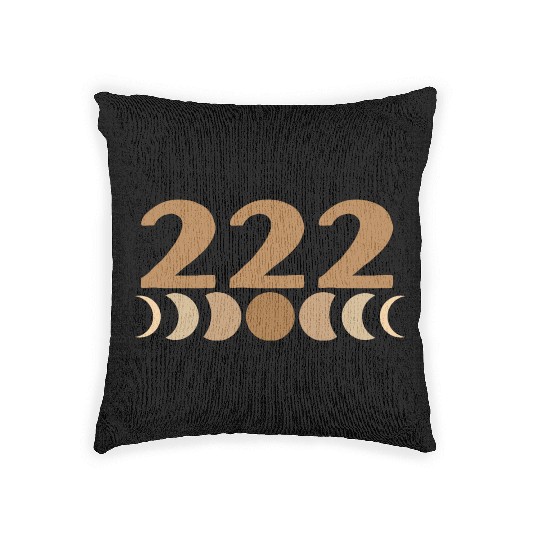 Moon Cycle Brown Angel Numbers 222 Woven Pillows