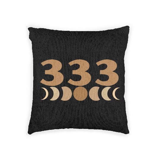 Moon Cycle Brown Angel Numbers 333 Woven Pillows