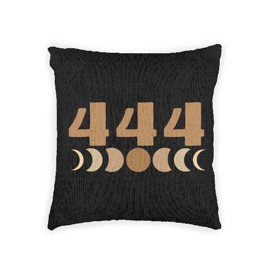 Moon Cycle Brown Angel Numbers 444 Woven Pillows