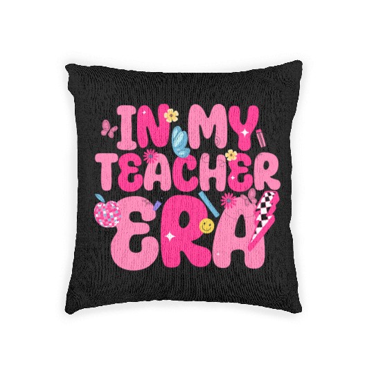 In My Teacher Era Best Teacher Appreciation Retro Woven Pillows