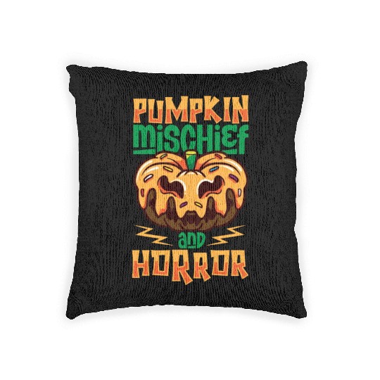Scary Pumpkin Halloween Costume Autumn Fall Gift Woven Pillows