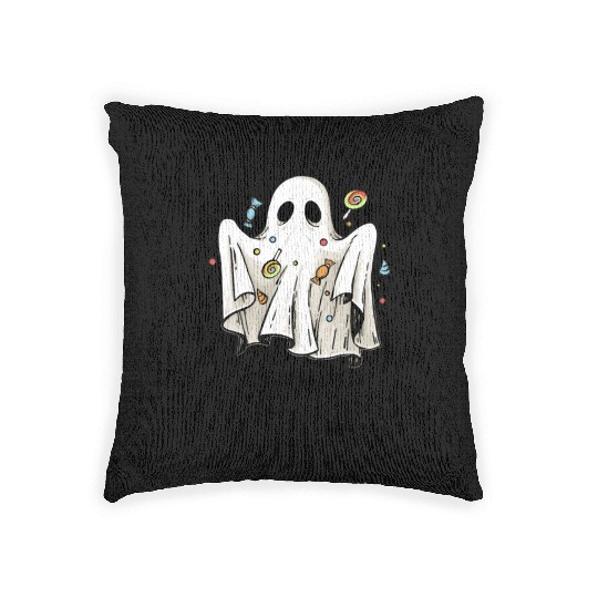 Spooky Season Ghost Halloween Trick Or Treat Woven Pillows