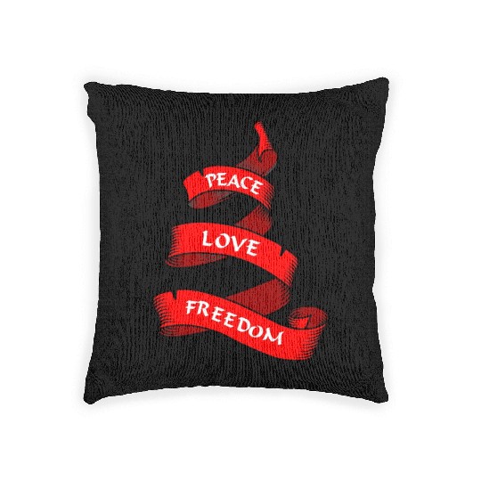 Peace love freedom red Woven Pillows