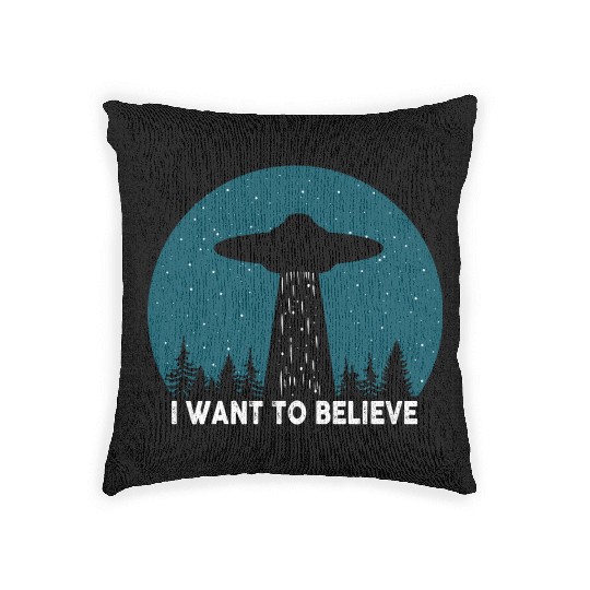 I Want To Believe World Ufo Day Woven Pillows