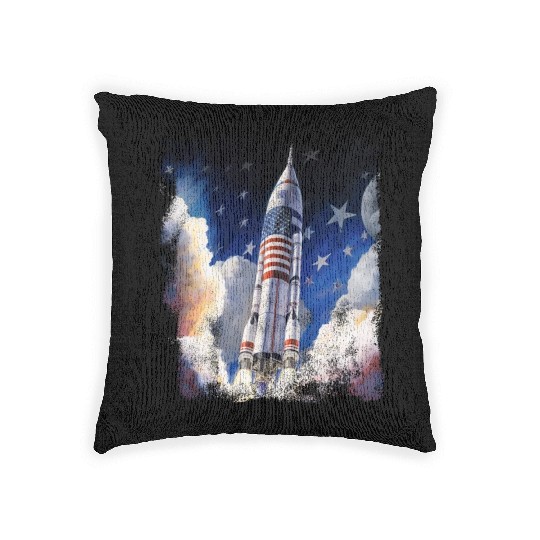 Patriotic Starship US Astronauts Stars and Stripes Woven Pillows