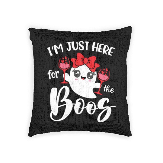 I'm Just Here For The Boos Cute Ghost Funny Women Woven Pillows