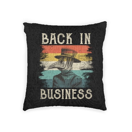 Plague Doctor Mask Vintage Retro Quarantine Humor Woven Pillows