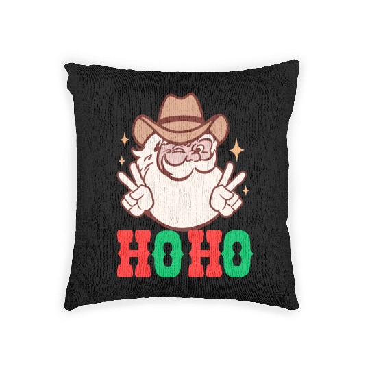 vintage retro western Santa ,Christmas Woven Pillows