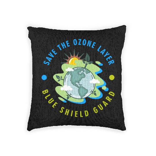 SAVE THE OZONE LAYER BLUE SHIELD GUARD Woven Pillows