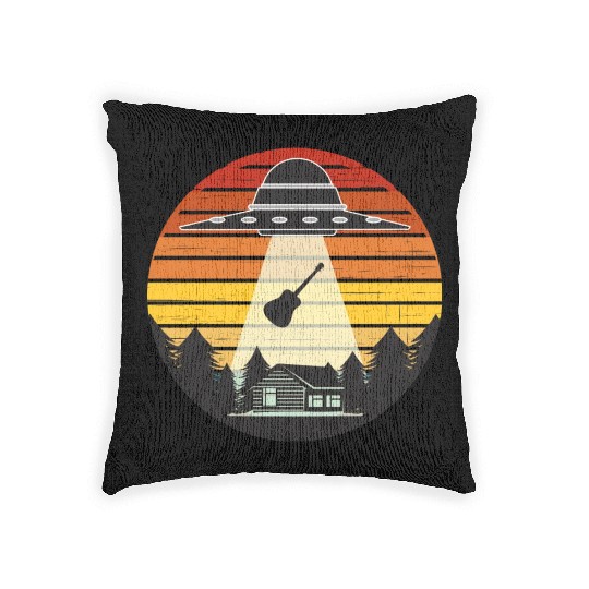 Guitar Player Funny Guitarist Acoustic Guitar Ufo Woven Pillows
