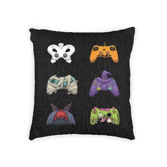 Gaming Gamer Game Controller Lazy Creepy Halloween Woven Pillows