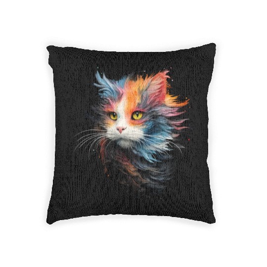 Persian Cat Masterful Animal Painting Woven Pillows