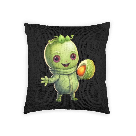 Green Alien Meets Avocado: Healthy Extraterrestria Woven Pillows