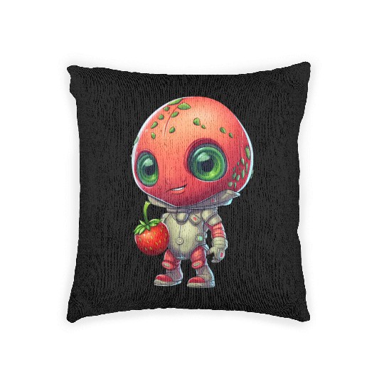 Red Alien Strawberry: Cute Fusion Woven Pillows