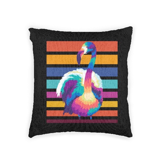 colorful Flamingo, Rainbow Flamingo Kids Woven Pillows