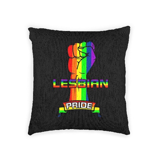 Rainbow lesbian pride Woven Pillows