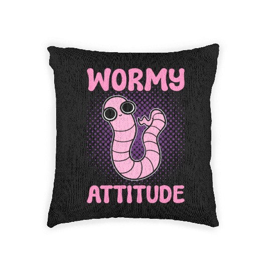 Wormy Attitude Worm Farming Vermiculture Worm Woven Pillows