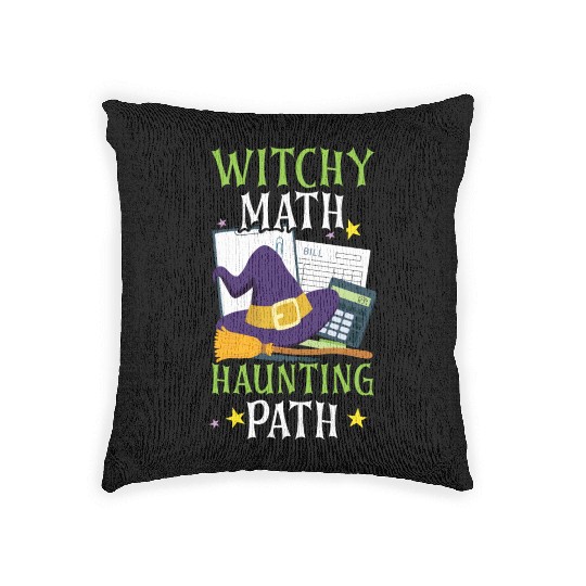 Witchy Math Haunting Path Accountant Halloween Woven Pillows