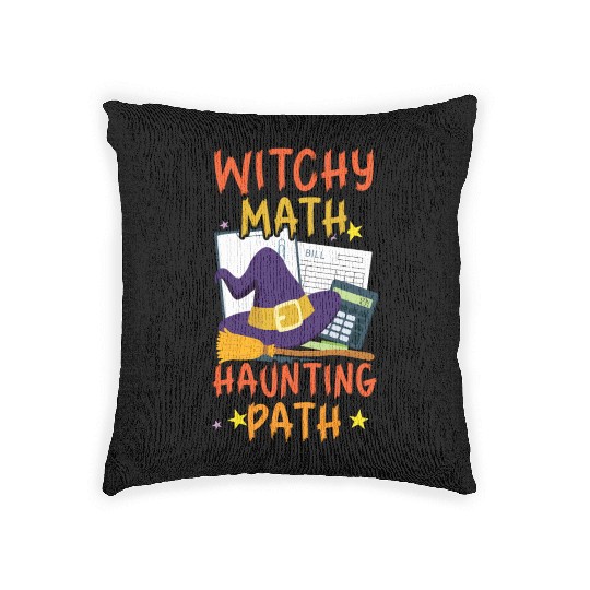 Witchy Math Haunting Path Accountant Halloween Woven Pillows