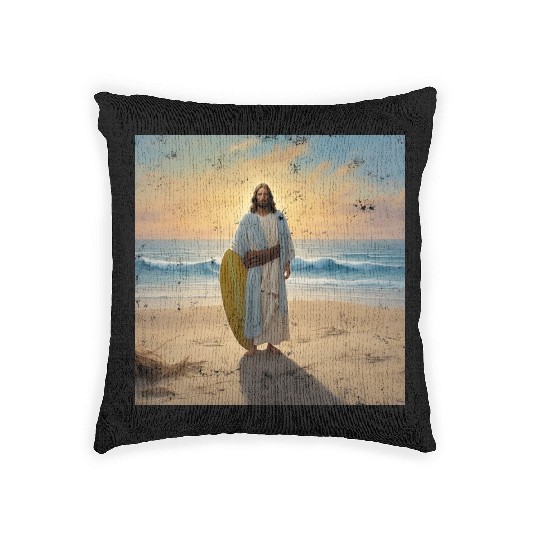 Surfing Jesus Woven Pillows