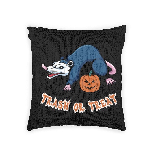 Trash Or Treat Funny Halloween Woven Pillows