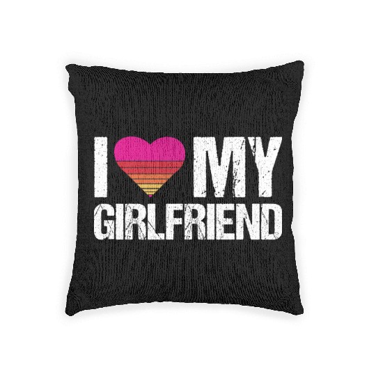 I love my girlfriend heart my girlfriend vintage Woven Pillows