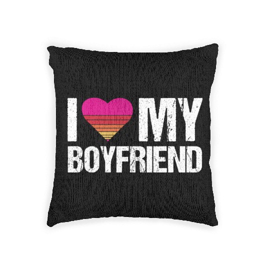 I Love My Boyfriend Heart My Boyfriend Vintage Bf Woven Pillows