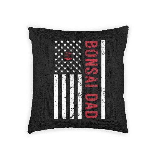 American Flag Bonsai Dad Woven Pillows