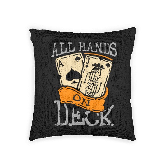 Classic Blackjack All Hands On Deck Loves Gambling Woven Pillows
