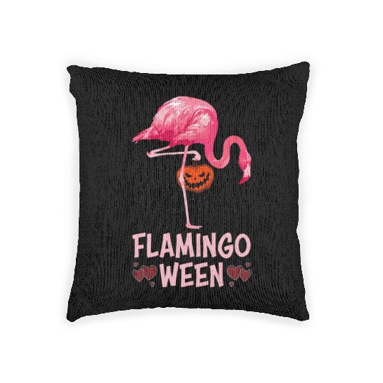 Flamingoween Halloween Flamingo Trick Treat Outfit Woven Pillows